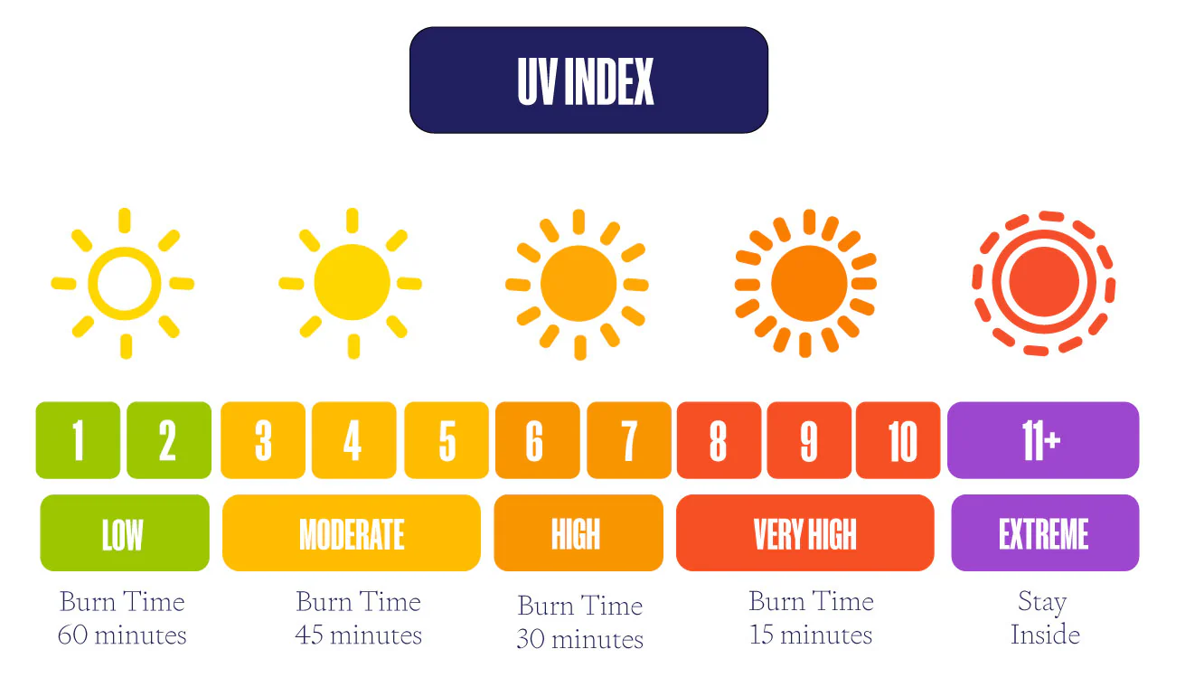 UV Index scale showing sunlight and ultraviolet radiation levels
